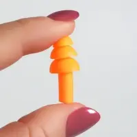 Беруши на шнурке, 3&times;1.5 см, в футляре, фасовка 10 шт., силиконовые, оранжевые