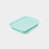 Форма для выпечки и приготовления сосисок Доляна, 6 ячеек, с крышкой, 17.5&times;13.5,2.8 см, силикон, бирюзовый