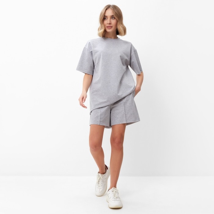 Комплект (футболка, шорты) женский MINAKU: Casual Collection цвет светло-серый, р-р 44 Комплект (футболка, шорты) женский MINAKU: Casual Collection цвет светло-серый, р-р 44