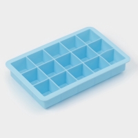 Форма для льда Доляна &laquo;Кубик&raquo;, силикон, 11,7&times;18,7&times;3,4 см, 15 ячеек (3,4&times;3,4 см), цвет голубой