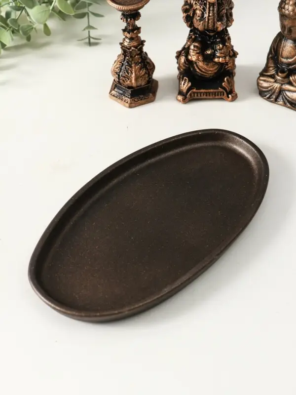 Набор фигур "Буддийский" на подносе, высота 13 см, цвет винтажная бронза