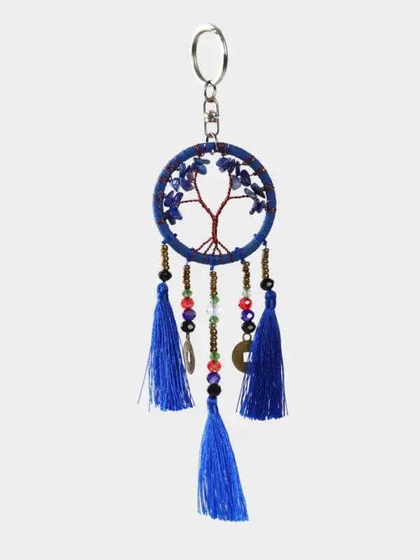 Брелок ловец снов "Древо" 19 см, цв. синий