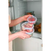 Контейнер пищевой, 300 мл, d=12 см, h=5 см, круглый, прозрачный, голубой