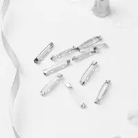 Основа для броши, 2 отверстия, 30 мм, 10 шт, цвет серебряный