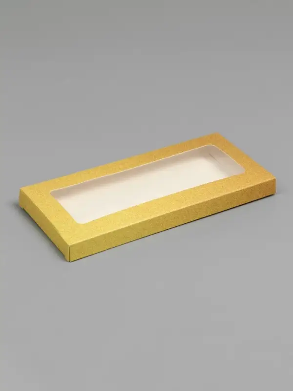 Подарочная коробка под плитку шоколада, с окном, золотая, 17&times;8&times;1.4 см