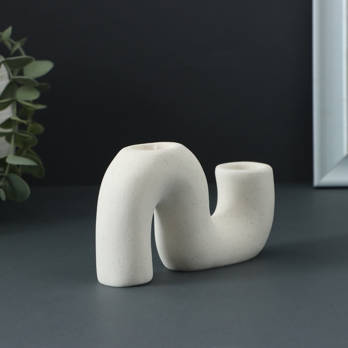 Подсвечник "Жасмин" белый, 13х3,5х7,5см