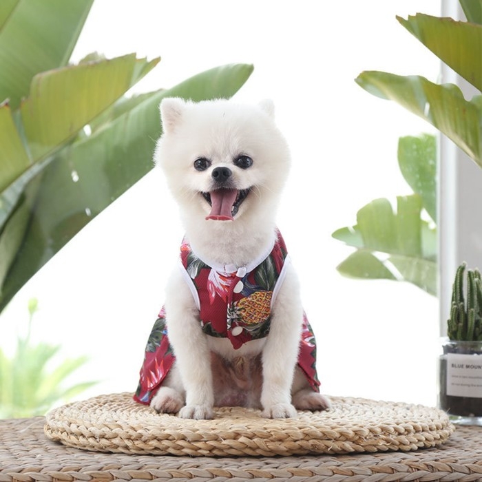 Платье для животных Тропики, S (ДС 25, ОГ 35 см), красное