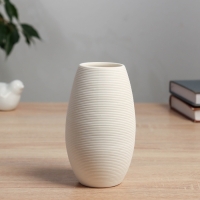 Керамическая ваза для цветов, сухоцветов &laquo;Эллиот&raquo; бочка, настольная, d-5 см, 14&times;8 см, белый