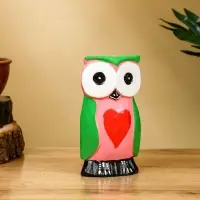 Набор сувенирный &laquo;Совята с сердечком&raquo;, h=15 см, h=13 см, h=10 см, дерево, розово-зелёный