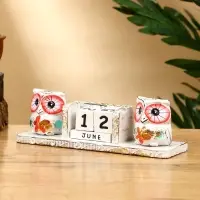 Календарь настольный "Совушки" дерево 19х6х6 см, цв. белый