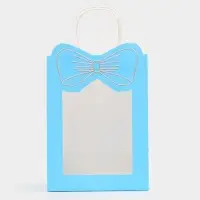 Пакет подарочный бумажный с окном &laquo;Бант&raquo;, 19&times;26&times;13 см, голубой