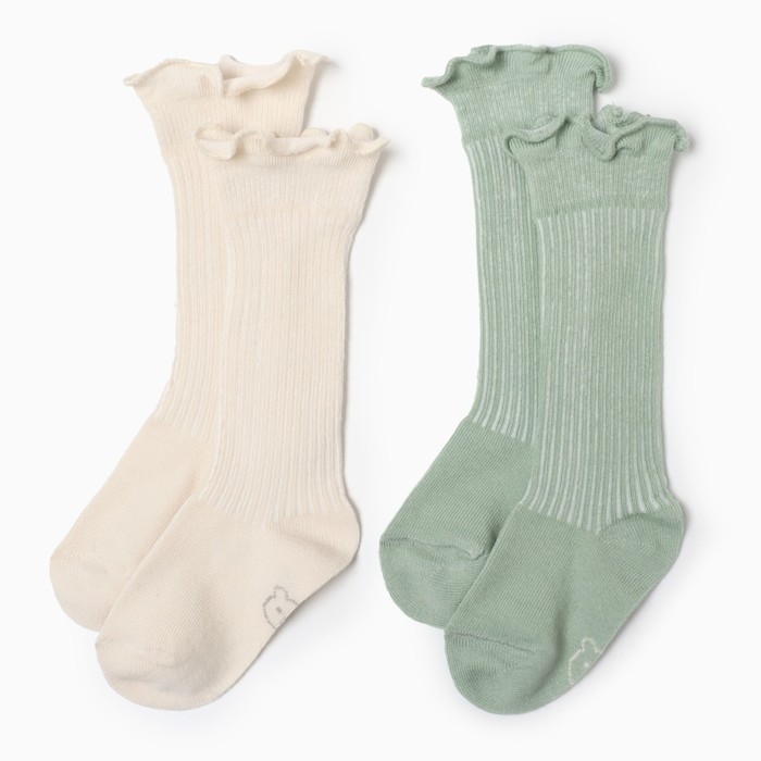 Гольфы детские 2 пары Крошка Я BASIC LINE, 10-12 см, молочн/оливк Гольфы детские 2 пары Крошка Я BASIC LINE, 10-12 см, молочн/оливк