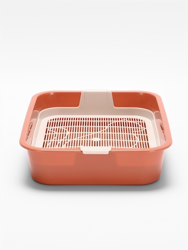 Туалет "Мур-мяу" для кошек с сеткой 33,2 х 25,6 х 7,2 см, коралловая