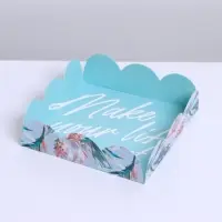 Коробка для печенья, кондитерская упаковка с пластиковой крышкой, Make your life sweet, 10.5 х 10.5 х 3 см