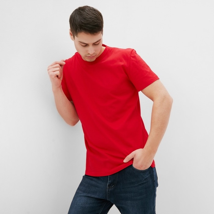 Футболка мужская, цвет красный, размер 54