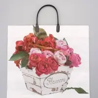 Пакет "Цветы ассорти", полиэтиленовый с пластиковой ручкой, 38 х 34 + 3 см, 90 мкм