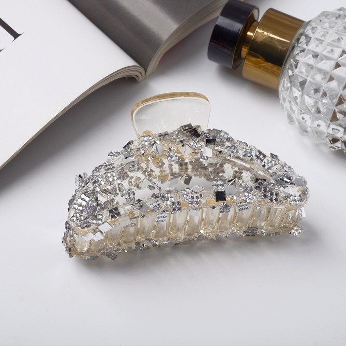 Краб для волос "Амелия" изгиб, 9 см, серебро