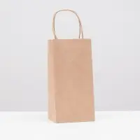 Пакет крафт без печати, круглая ручка 12&times;8&times;24 см