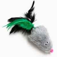 Игрушка длля кошек "Хвостатая мышь" 7 см, серая
