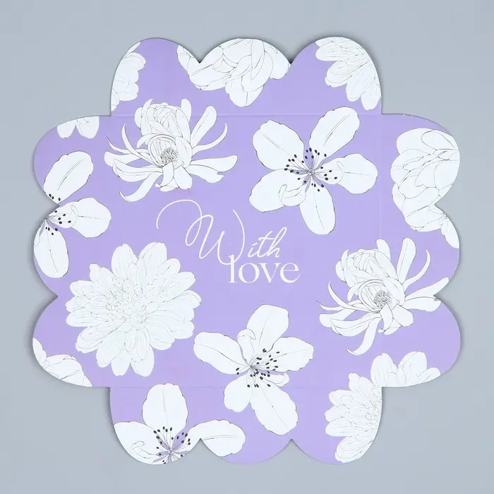 Коробка для печенья, кондитерская упаковка с пластиковой крышкой, With love, 10.5 х 10.5 х 3 см