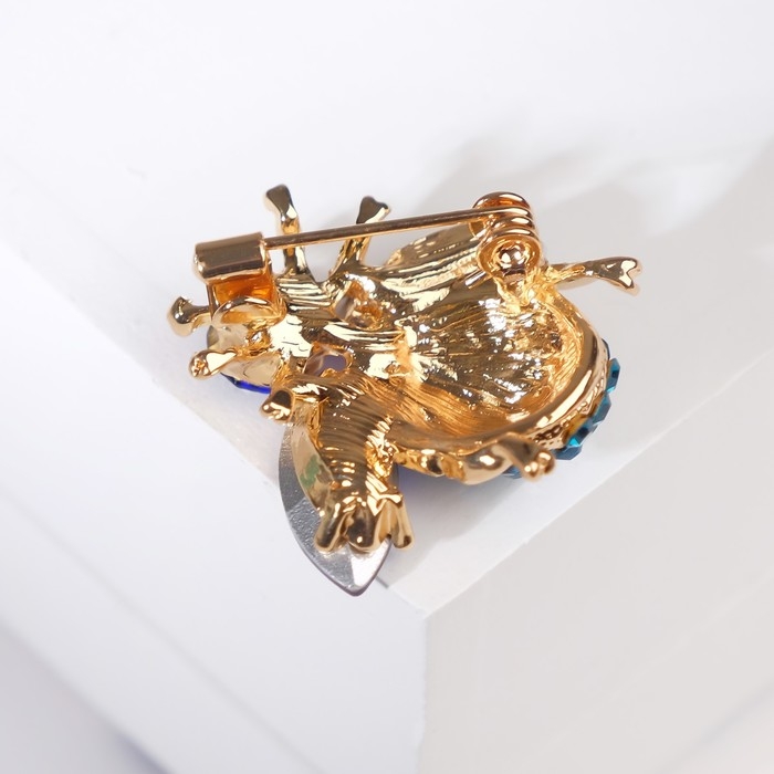 Брошь &laquo;Муха&raquo;, цвет синий в золоте