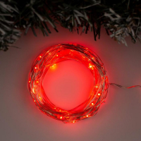Гирлянда &laquo;Нить&raquo; 10 м роса, IP20, серебристая нить, 100 LED, свечение красное, 12 В
