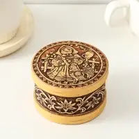 Шкатулка круглая "Машенька", 8,5х5см, береста