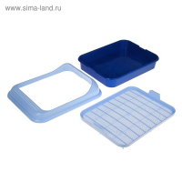 Туалет "Верный Друг" для кошек, с решёткой, 45 х 36 х 15 см, синий