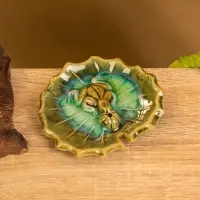 Подставка под благовония &laquo;Лягушка на кувшинке&raquo;, 9&times;10&times;1.5 см, керамика, зелёная