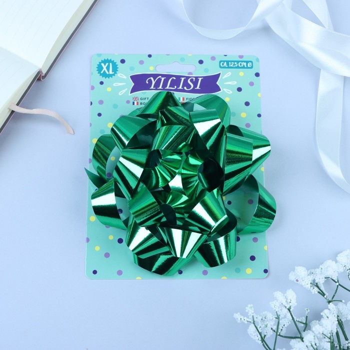 Бант-звезда № 14, зеленый, металлик