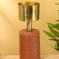 Подсвечник на 1 свечу "Кубок" бисквитный с золотом 10х10х28,5 см