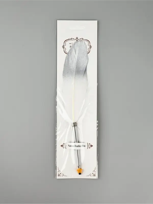 Перо белое с серебром (наконечник ручка), дл.25 см