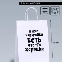 Пакет подарочный &laquo;В тебе наверняка есть что - то хорошее&raquo;, 24&times;14&times;28 см, 1 шт.