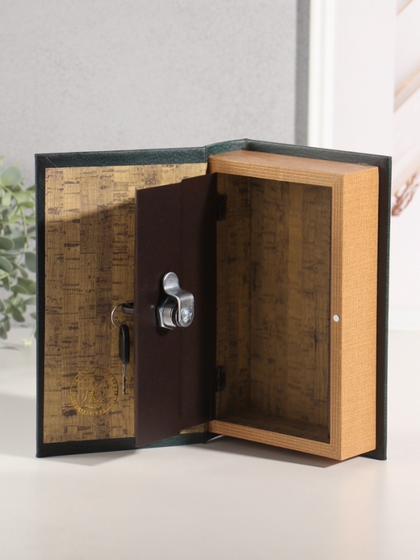 Сейф-книга дерево кожзам "Банковский сейф" тиснение 21х13х5 см