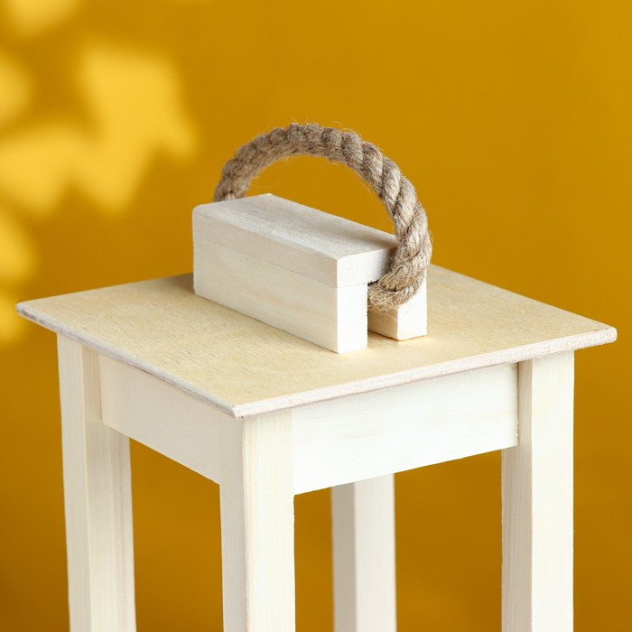 Кашпо деревянное 12×12×30 см Кашпо деревянное 12×12×30 см "Фонарик", ручка верёвка, натуральный Дарим Красиво