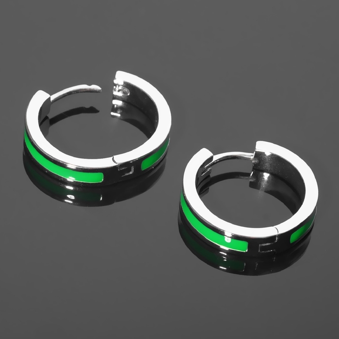 Швензы-кольца родированные &laquo;Локо&raquo; d=20 мм, цвет зелёный в серебре