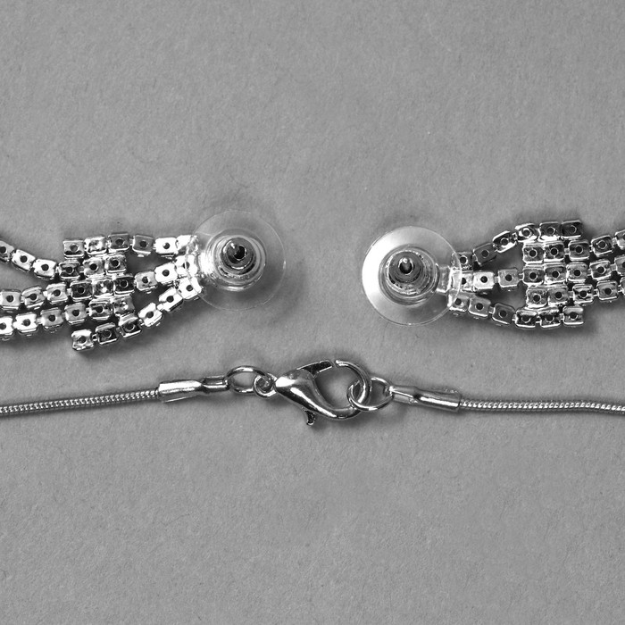 Гарнитур 2 предмета: серьги, кулон &laquo;Водопад&raquo; квадрат, цвет белый в серебре