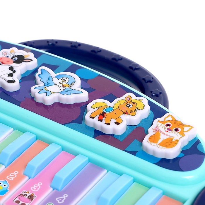 Пианино &laquo;Весёлые зверята&raquo;, звук, цвет голубой