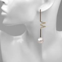 Серьги с жемчугом &laquo;Бусина&raquo; спираль мини, цвет золото