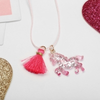 Кулон детский &laquo;Выбражулька&raquo; единорог, с кисточкой, цвет розовый