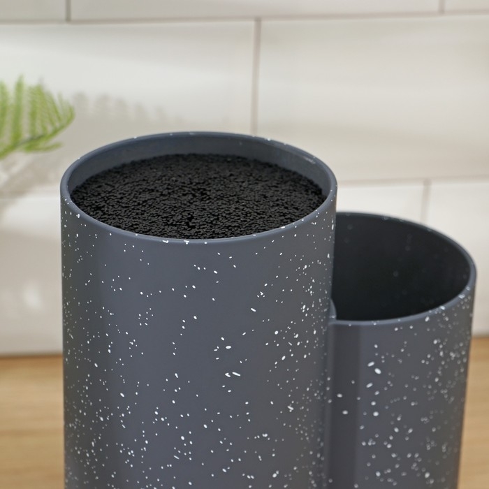 Подставка под ножи с наполнителем Доляна &laquo;Гранит&raquo;, 2 отделения, цвет серый