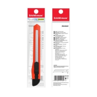 Нож канцелярский 9 мм, Erich Krause STANDARD, с системой фиксации лезвия push-lock и насадкой для безопасного отделения сегмента лезвия, МИКС Нож канцелярский 9 мм, Erich Krause STANDARD, с системой фиксации лезвия push-lock и насадкой для безопасного отделения сегмента лезвия, МИКС