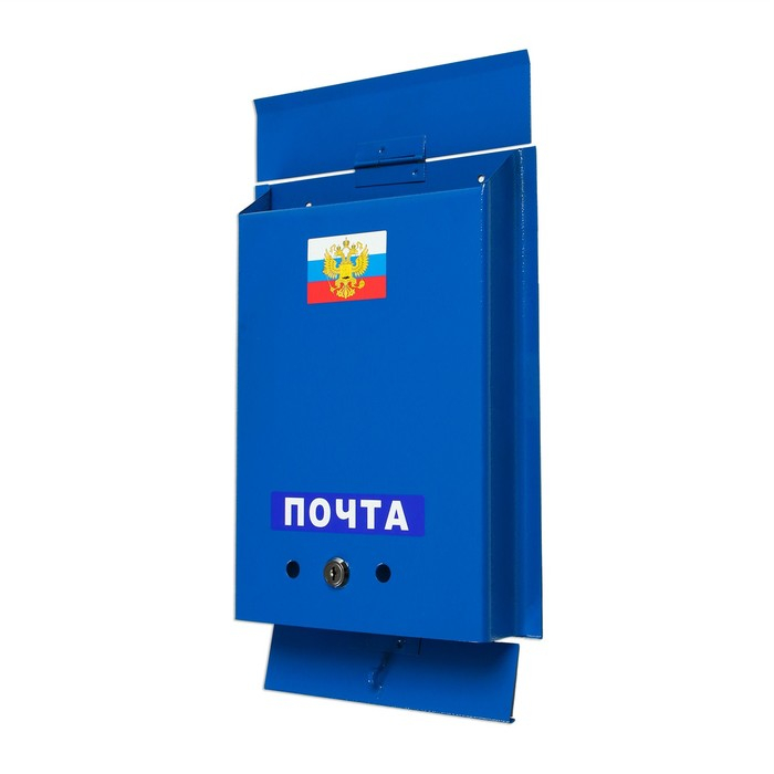 Ящик почтовый с замком, вертикальный, &laquo;Почта&raquo;, синий