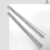 Серьги висячие со стразами &laquo;Водопад&raquo; мини квадрат, 5 нитей, цвет белый в серебре, 19,5 см