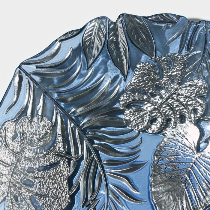 Тарелка стеклянная &laquo;Арабис&raquo;, d=21,5 см, цвет голубой