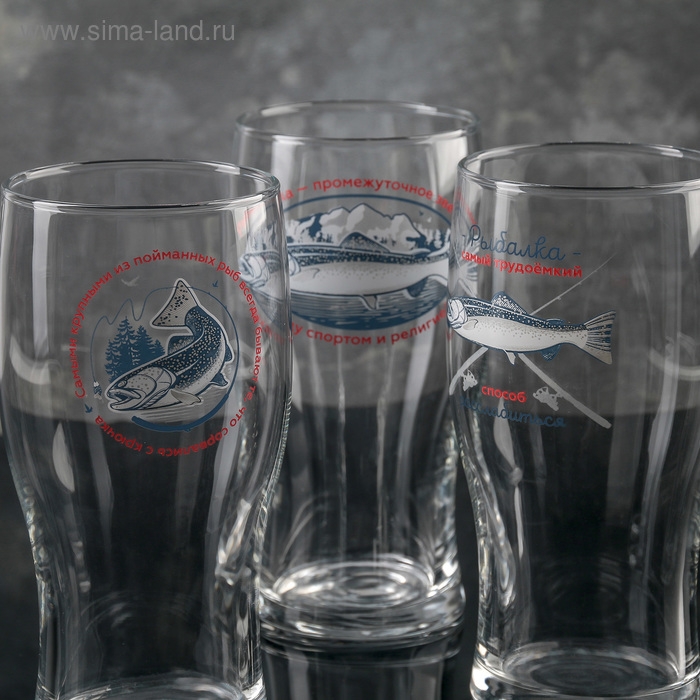Бокал стеклянный для пива &laquo;Тюлип. На рыбалке&raquo;, 570 мл, рисунок МИКС
