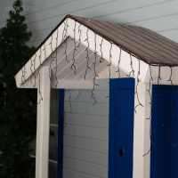 Гирлянда &laquo;Бахрома&raquo; 3 &times; 0.6 м, IP44, УМС, тёмная нить, 160 LED, свечение зелёное, мерцание белым, 220 В