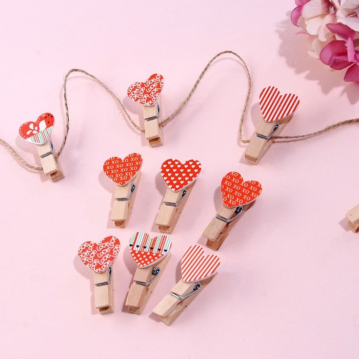 Прищепки декоративные «Сердечки» набор 10 шт. Прищепки декоративные «Сердечки» набор 10 шт.