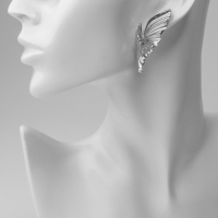 Серьги со стразами &laquo;Бантики&raquo; крылья, цвет белый в серебре