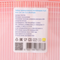 Набор пищевых контейнеров &laquo;BioFresh&raquo;, 4 шт: 500 мл, 1 л, 1,6 л, 2,3 л, прозрачные, крышки микс